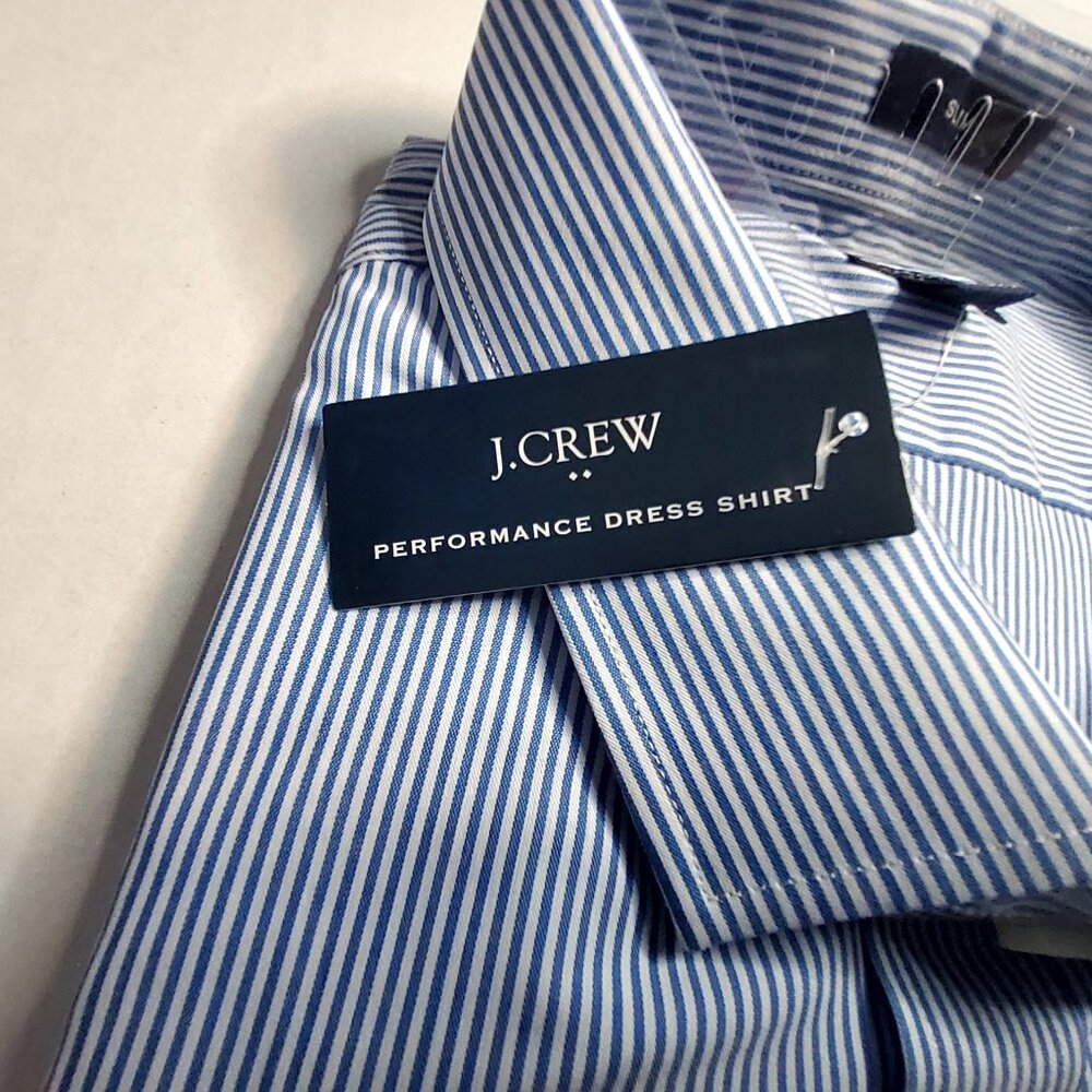 J.Crew Blue & White Striped XXL Performance Dress Shirt -Reimagined Cotton Blend - Picture 10 of 15